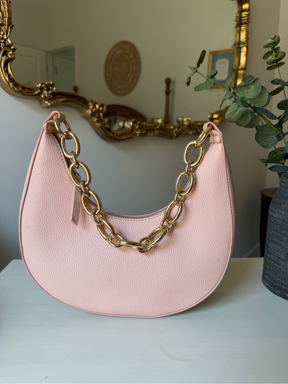 Forever 21 Pink Hobo Bag with Gold Chain Handle